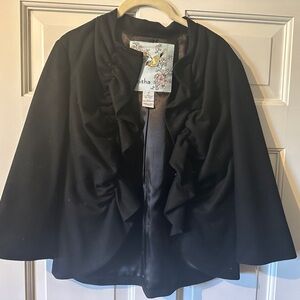 Black Ruffled Women's Jacket-Anthropologie